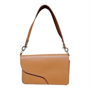 ATP ATELIER | Rosa Cognac Leather Shoulder Bag Asymmetric Flap Made in Italy